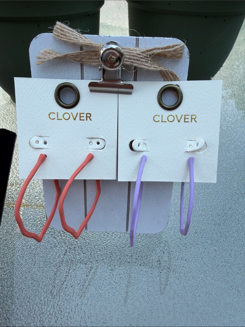 Colorful Hoop Earrings - Coral and Lavender- choose one